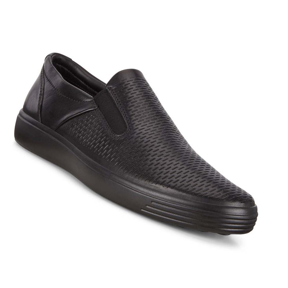 Men's Ecco Soft 7 Slip-on Sneakers Black | USA 635WNB